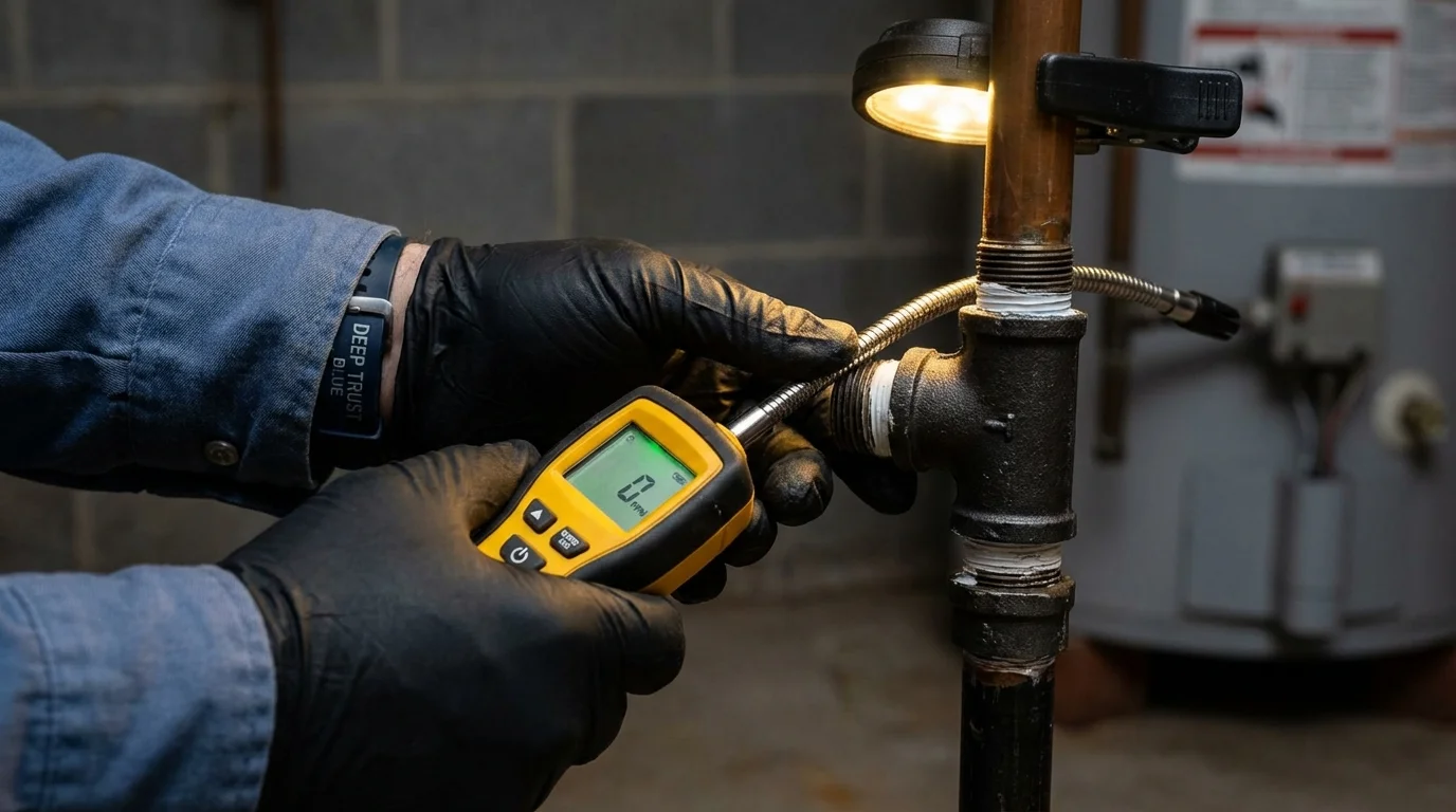 Gas leak detection with electronic sniffer by Johns Plumbing LLC in Lockhart