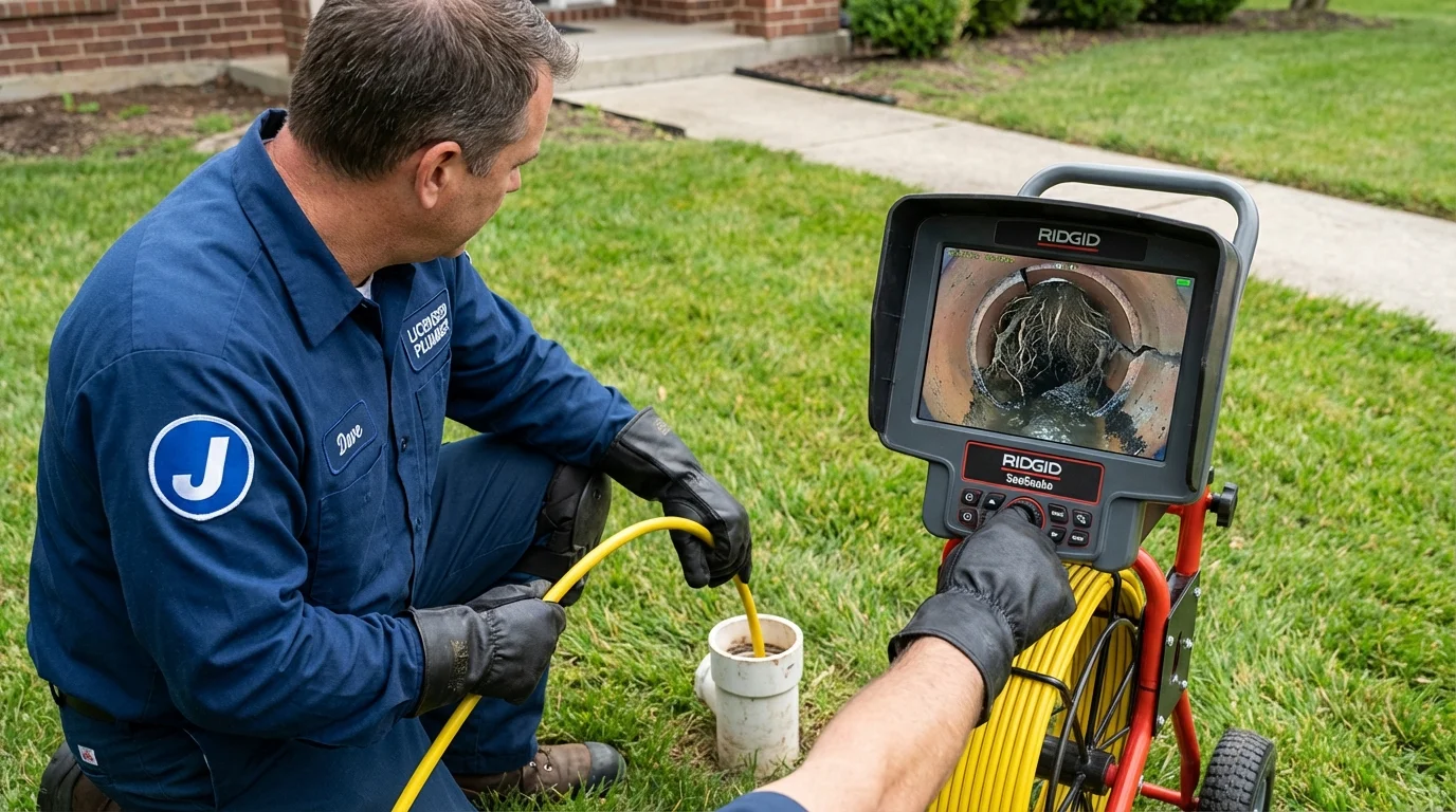 Sewer camera inspection being performed by Johns Plumbing LLC in Lockhart