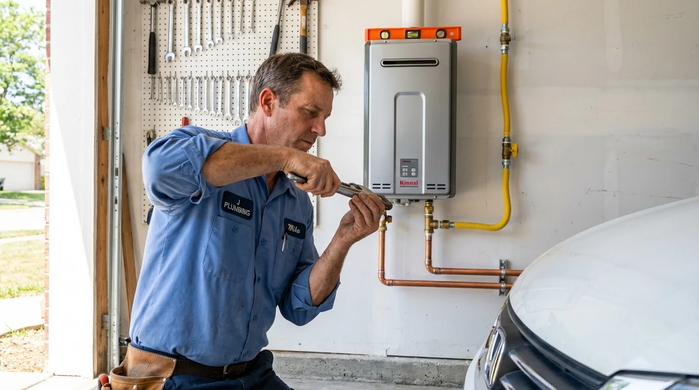 Tankless water heater installation by a Johns Plumbing LLC plumber in Lockhart